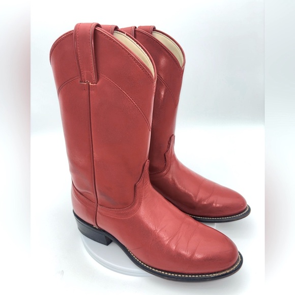 Laredo Shoes - LOREDO Women’s Red Cowboy Boot Vintage Western Shoe Leather Cowgirl Roper 7.5